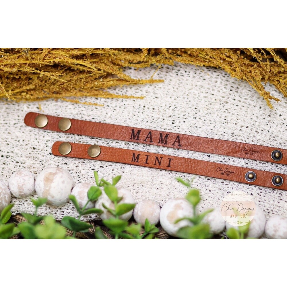 Kids "MINI" Genuine Veg Tan Leather Engraved Bracelet | Western Leather Bracelet